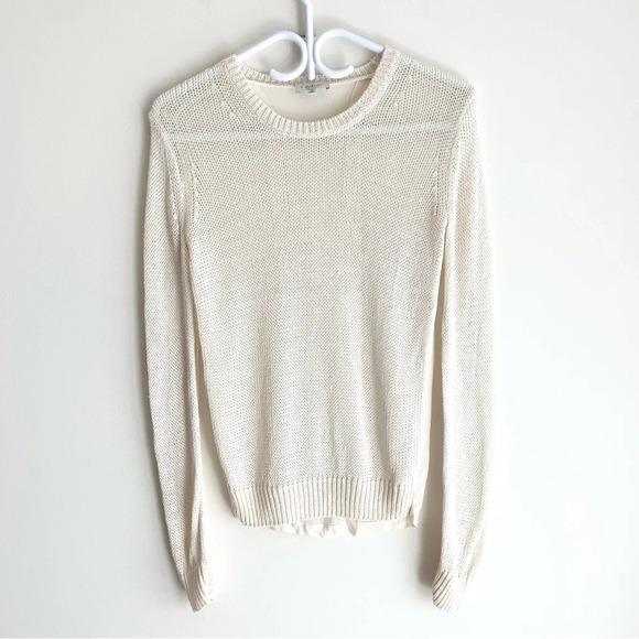 Aritzia Babaton Sweater Knit Silk Split Open Back Cream Long sleeve Size XS - Picture 4 of 12
